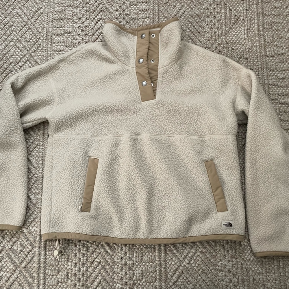 The North Face Cream and Tan Fleece Jacket
